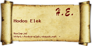Hodos Elek névjegykártya